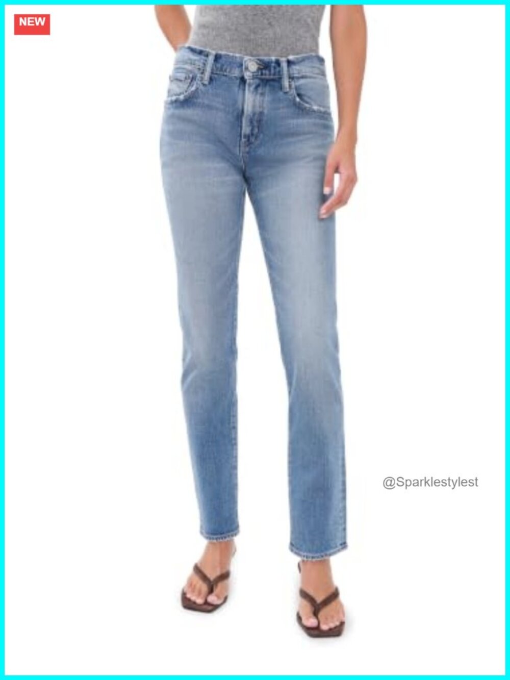 Slim Straight Jeans Mid-Weight Non-Stretch Denim Distressed
